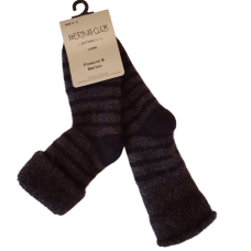 Baby Possum Merino Socks - Charcoal & Black Stripe