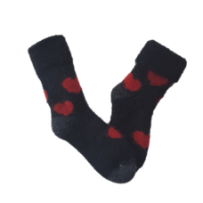  Possum Merino Baby Socks - Black, Red Hearts