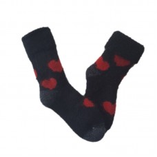  Possum Merino Baby Socks | Black with Red Hearts