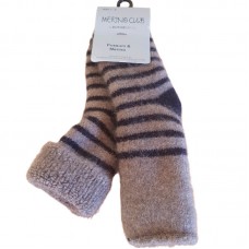 Possum Merino Baby Socks - Wheat & Charcoal Stripe