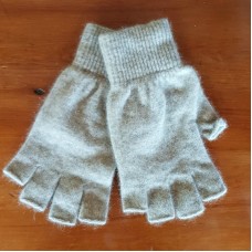 Fingerless Possum Fur & Merino Wool Gloves - Oatmeal
