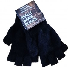 Fingerless Possum Fur & Merino Wool Gloves | Black