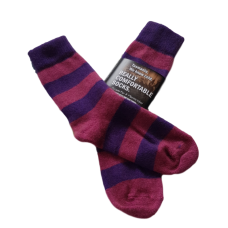  Possum Fur & Merino Wool Socks  - Pink & Purple Stripe  