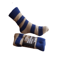Possum Fur & Merino Wool Socks - Oatmeal & Navy Stripe