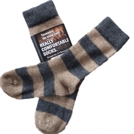  Possum Fur & Merino Wool Socks | Grey & Oatmeal Stripe