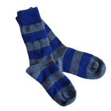 Possum Fur & Merino Wool Socks | Navy Blue & Grey Stripe