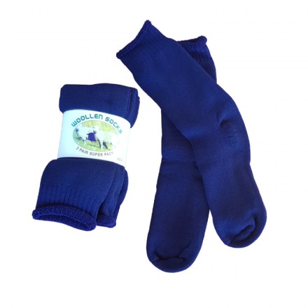 Plain Navy Wool with Nylon Socks |Three Pack | Size 6-11