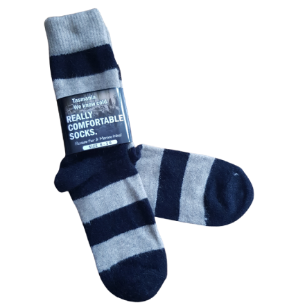  Possum Fur & Merino Wool Socks | Black & Oatmeal Stripe