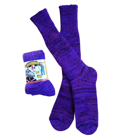 Pure Wool Purple & Black Socks | Longer Length