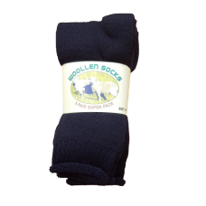 Plain Black Wool & Nylon Socks - Three Pack 